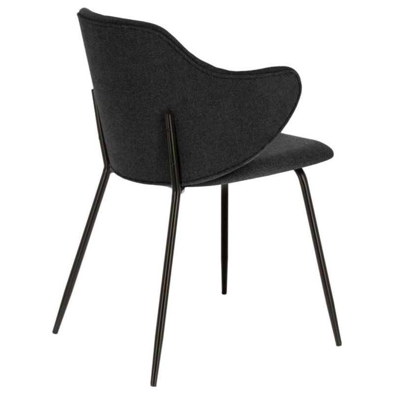 Modern Decoration Black Customized Upholstered Seating Metal Legs Living Room Dining Chair