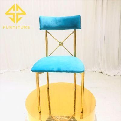 Luxury Velvet Cushion Metal Iron Flower Back Dining Chair Hotel Furniture Wedding Events Chairs