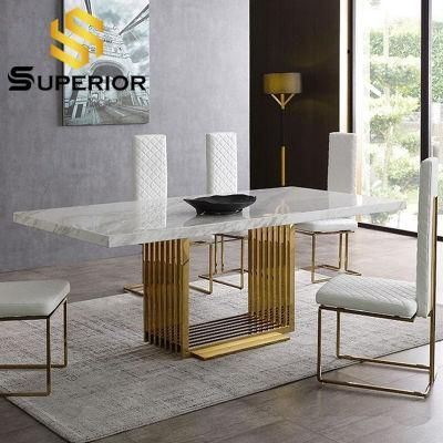 2020 Promotion Gold Chromed Dining Table with Chairs Set