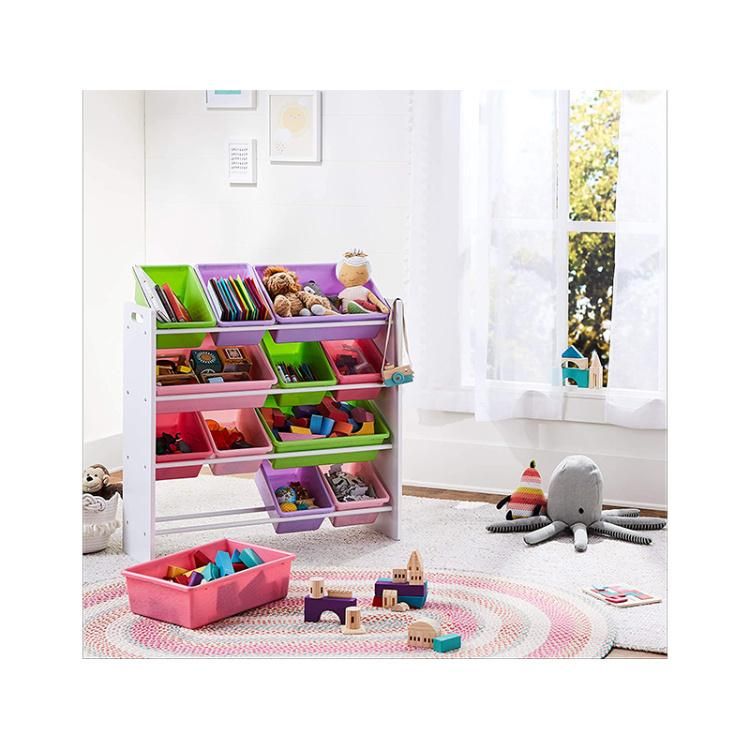 Kids Plastic Wooden Toy Organizer Rack Kindergarten Furniture