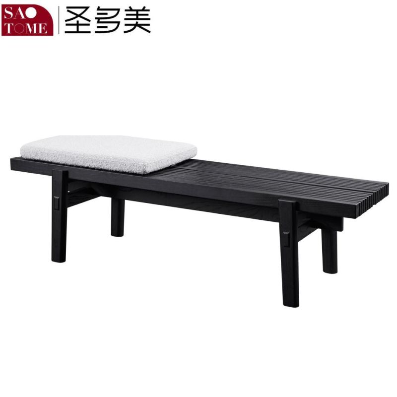 Modern Hotel Furniture Black Wooden Fabric Bed Bench