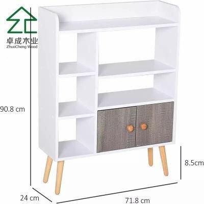 Sliding Door Big 3 Layer Oak Color White Ornate Bookcase
