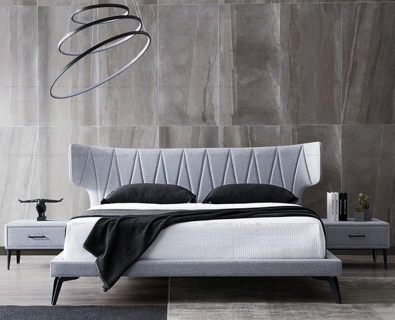 Cool Black Leather Upholstered Bed Sets Modern Bedroom Furniture King Size Double Bed for Appartment/Hotel/Home/Villa Use