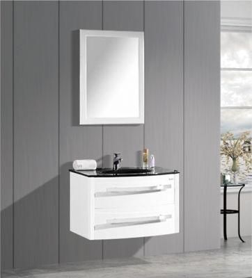 European Modern Bathroom PVC Cabinet Vanities Set Cabinet with Ceramic Sink Mirror Vanity Set