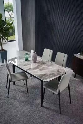 Wholesale Modern Simple Fashion White Dining Table Marble Dinner Table Restaurant Furniture Metal Leg Table for Dining Room