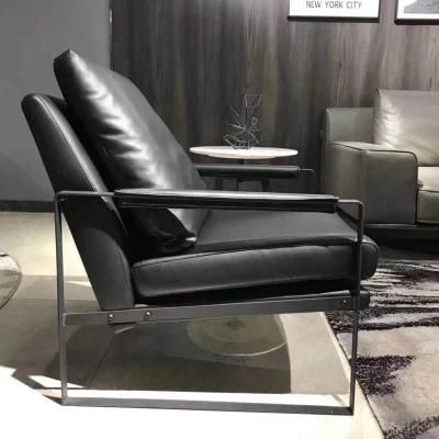 Comfortable Contemporary Top Grain Leather Modern European Style Italy Living Room French Sofa Lounge Chair Furniture