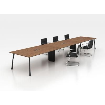 10 Person Meeting Table Modern Design Office Furniture Wooden Conference Table with Metal Frame