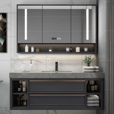 Double Basin Nordic Modern Melamine Light Luxury Rock Board Bathroom Cabinet
