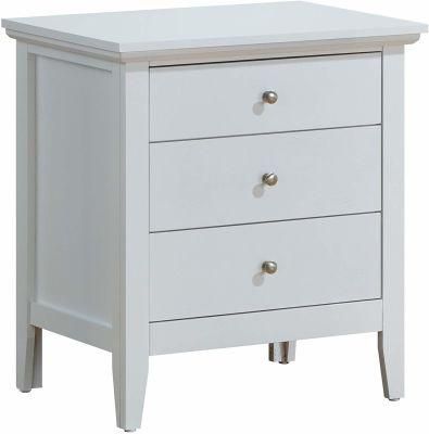 26&quot; H White Nightstand Bedroom Furniture with 3 Drawers