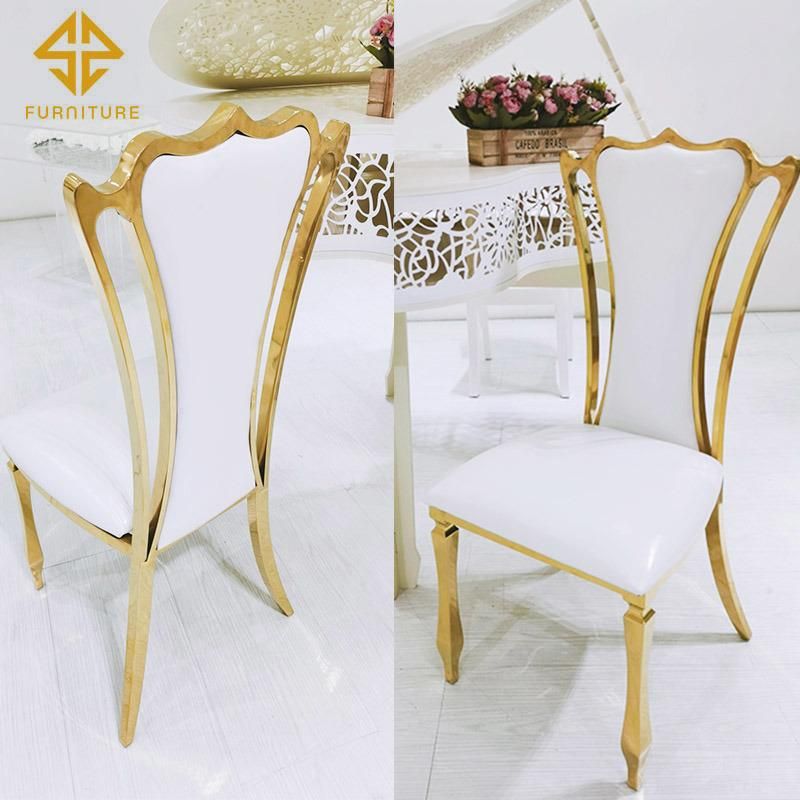 Factory Price Luxury Gold Stainless Steel High Back Wedding Chairs
