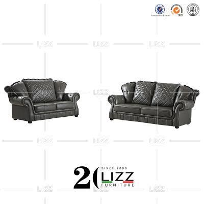 Tufted Button Design Antique Hotel Home Furniture Modern Living Room Chesterfield Genuine Leather Sofa