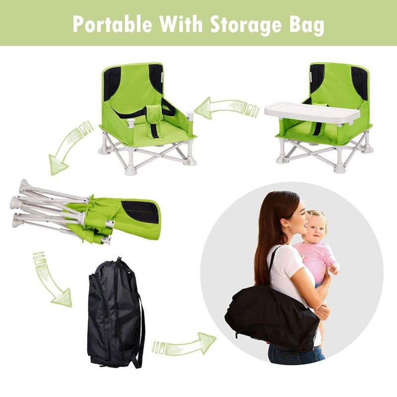 Booster Chair I Portable I for Indoor Outdoor Use Compact Fold Lightweight Safety Harness Travel High Chair on-The -Go
