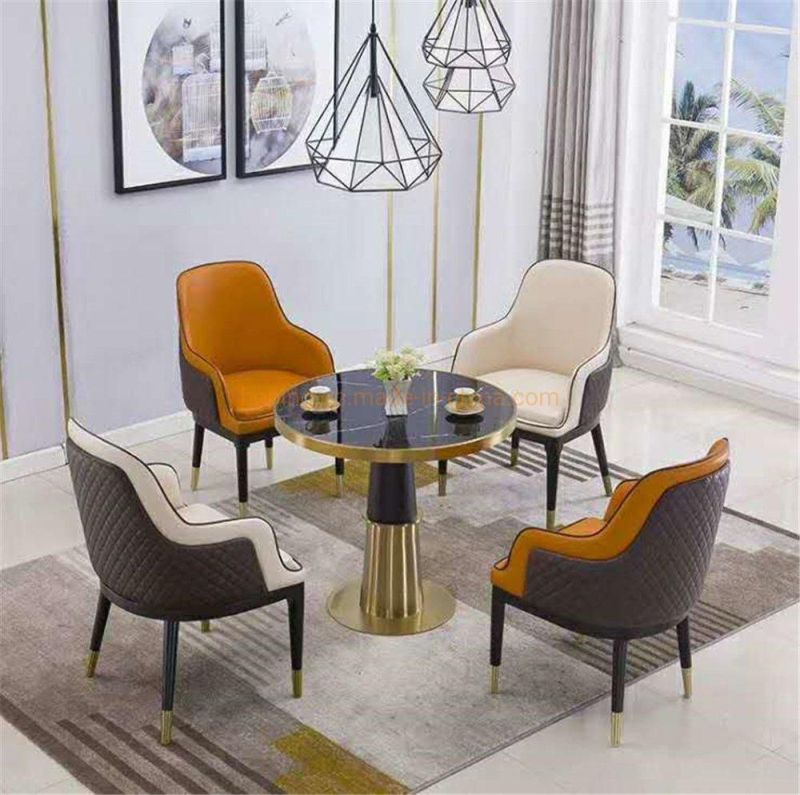 Modern Marble Dining Coffee Table Restaurant Banquet Event Chair Modern Dining Room Chair Polished Gold Metal Legs Chair