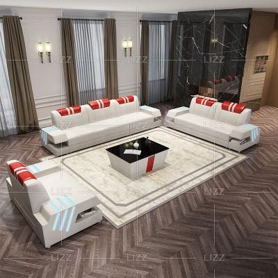 Unique Design Home Furniture Lounges Suite Modern Living Room Genuine Leather LED Sofa