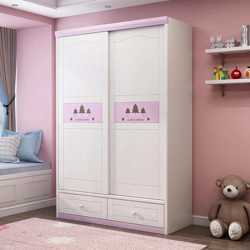 Chinese Standard Modern Design Wooden Kids Youth Bedroom Set Furniture Lacquer Paint Small Kids Wardrobe Cabinet