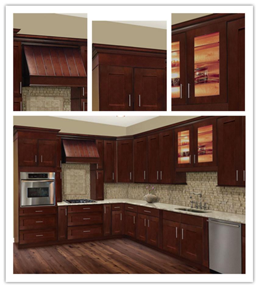 Factory Directly American Style Cherry Shaker Solid Wood Kitchen Cabinets