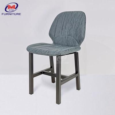 Modern Dining Chair Metal Nordic Style Velvet Cover Imitated Wood Chair
