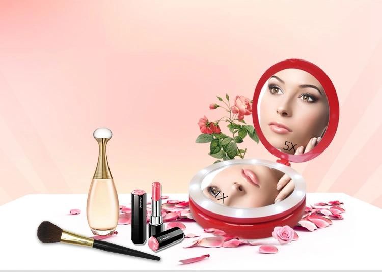 Round Portable Desktop Cosmetic Smart Table Makeup Mirror with Light