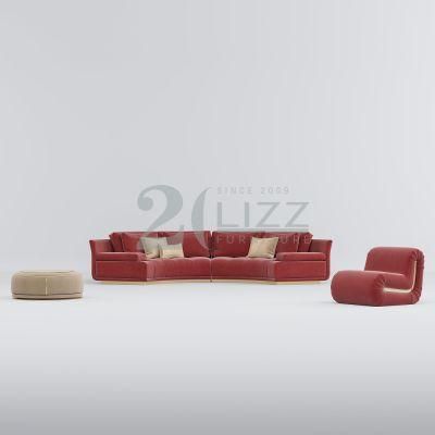 Factory Wholesale Luxury European Style Living Room Furniture Leisure Fabric 2 Seater Sofa with Velvet Chair
