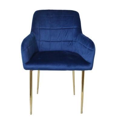 Hot Sale Modern Nordic Style Velvet Fabric Restaurant Gold Metal Simple Dining Chair