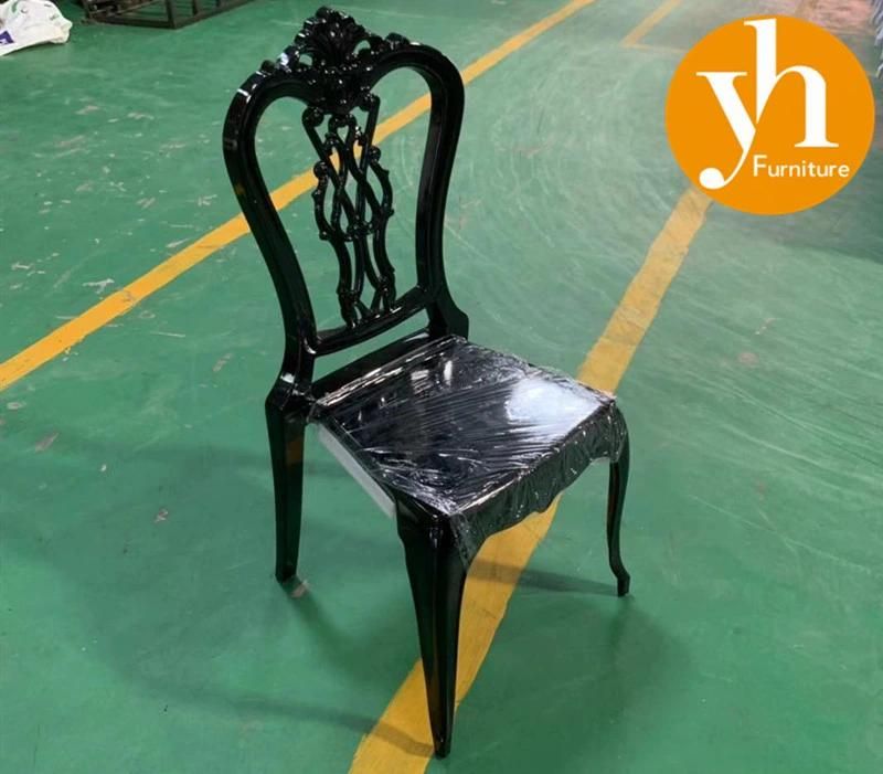 Fashion Wholesale Factory Wedding Chair Event PC Round Back Black Infinity Tiffany Resin Plastic Furniture Crystal Design Ghost Chair