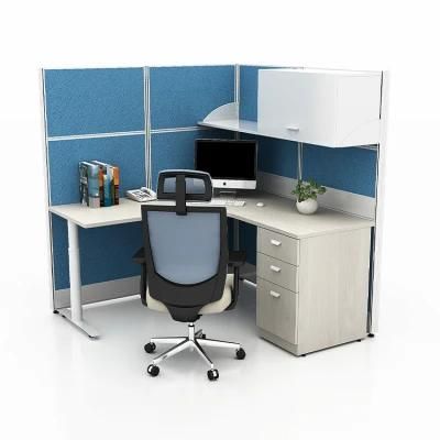 Aluminum Frame Panel Standard Size Counter Used Standing L Shape White Modern Office Desk