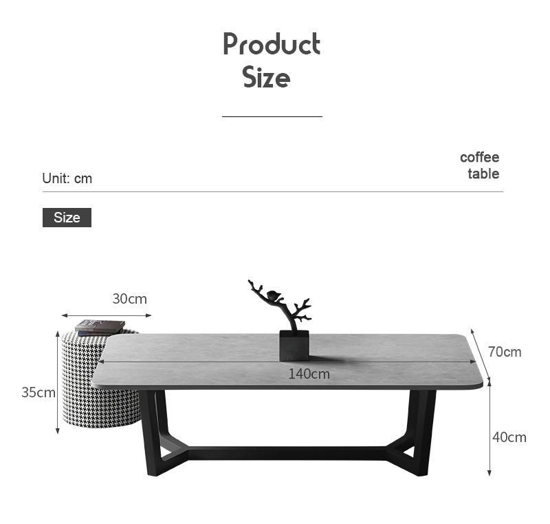 Wholesale Stylish Furniture Black Steel Marble Coffee Table for Apartment