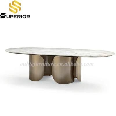 Gold Brass Metal Frame Dining Table for Home Furniture