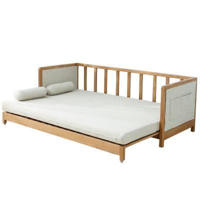 Multifunctional Solid Wood Sofa Bed Living Room Solid Wood Sofa Modern Simple Nordic Style Sofa Bed Made of White Oak
