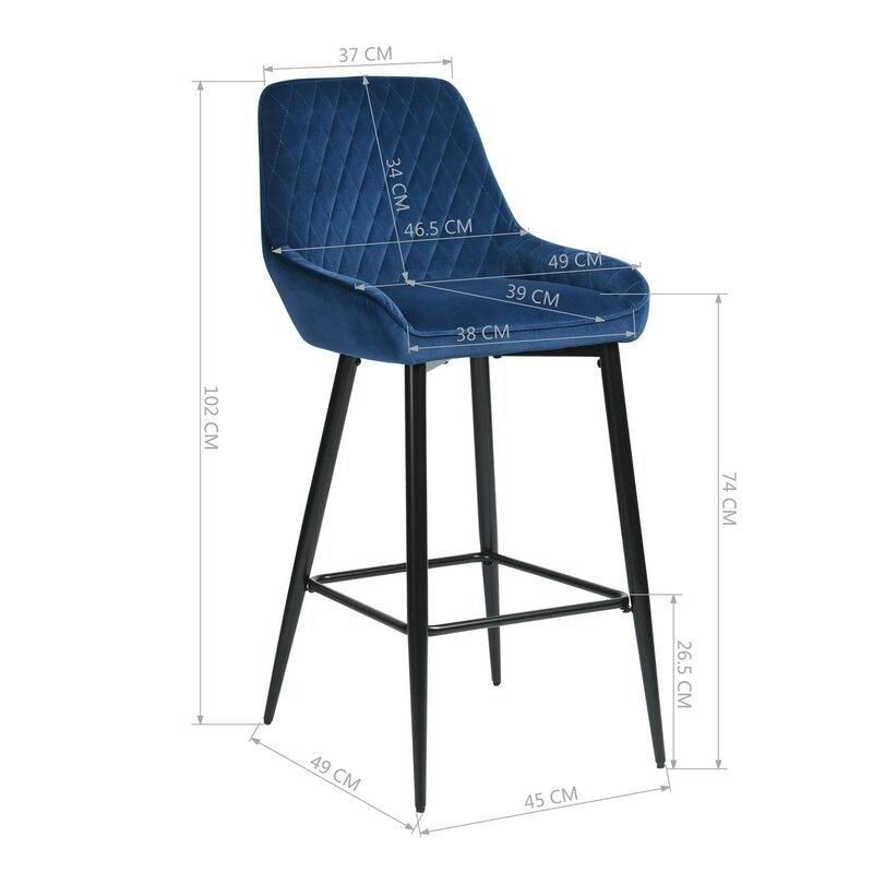 Luxury Diamond Type Back Design Coffee Dessert Shop Breakfast Kitchen Bar Stool High Chair with Install Non-Slip Mute Foot