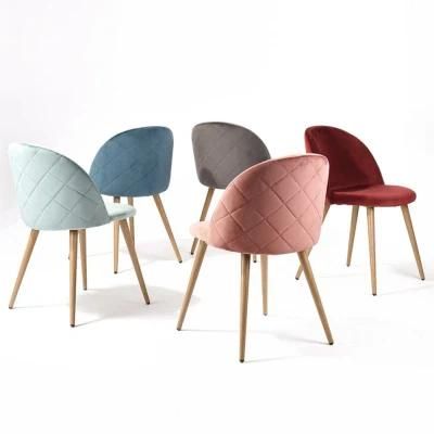 Chinese Twolf Wholesale Upholstered Dining Room Chair Modern Luxury Furniture Button Tufted Fabric Velvet Stainless Steel Dining Chair