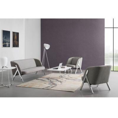Modern Fabric Visitor Meeting1+3+1 Office Sofa with Stainless Steel Legs