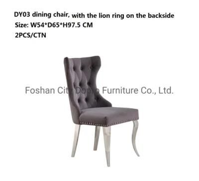 Calssical Design Stainless Steel Silver Velvet Dining Chair