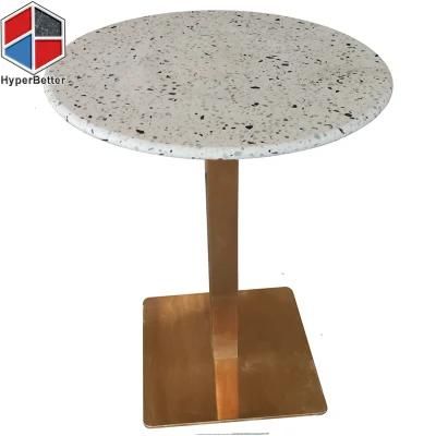 Wholesale Customized 4 Person Green Terrazzo Cafe Table Top Golden Stainless Steel Square Base