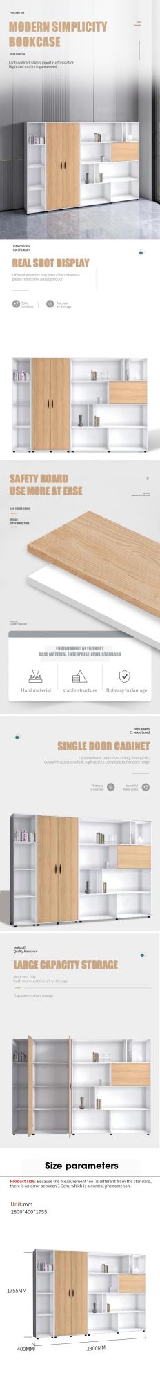 White Big Combine Size Modern Two Door Wooden Chinese Office Filing File Cabinet