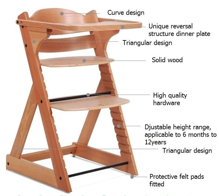 Wooden Dining Chair Baby High Chair