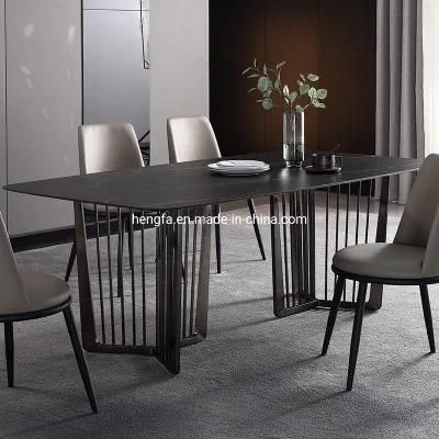 Good Quality Factory Kitchen Furniture Steel Base Nordic Marble Dining Table
