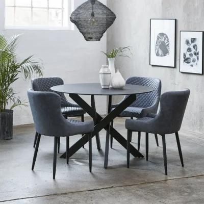 Modern Luxury Vintage Marble Black Square Dining Room Furniture Dining Table Set and 4 Chairs