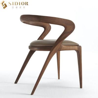 High Foam Fabric Modern Low Back Solid Wood Dining Chairs for Home