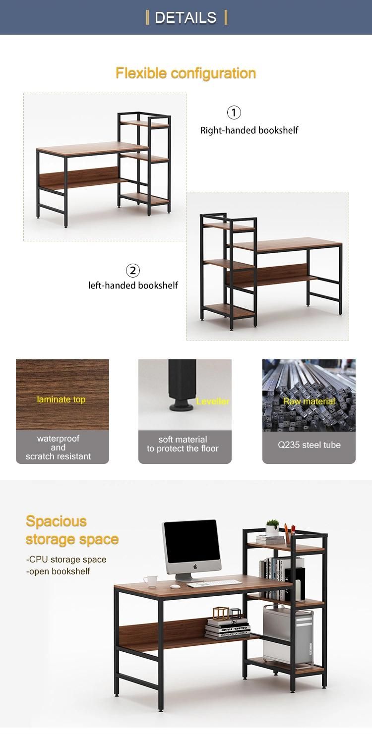 Modern Design Models Personal Modular Home Office Furniture Computer Desk with Bookshelf