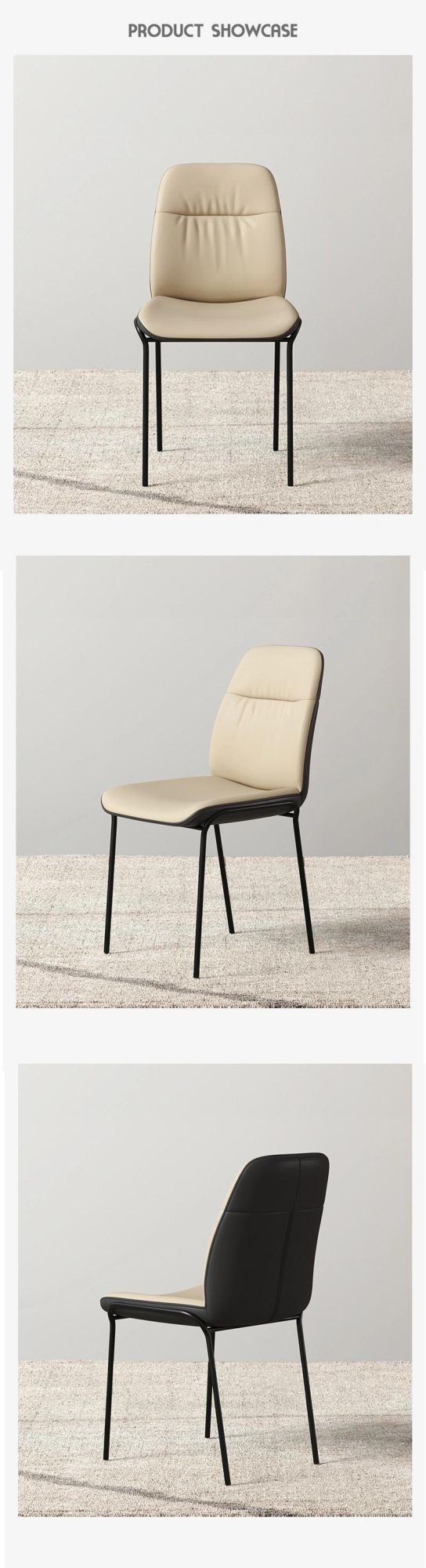 Living Room Kitchen Furniture Leather Dining Chair with Metal Legs