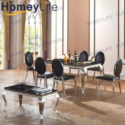 High-End Design Dining Room Furniture Black Marble Dining Table
