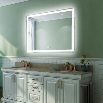 Home Decor LED Lighted Mirrorbathroom Vanity Wall Mounted Frameless Makeup Mirror with Memory Touch Swich