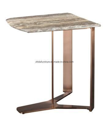 Hotel Furniture Modern Bedroom Metal Marble Side Coffee Table