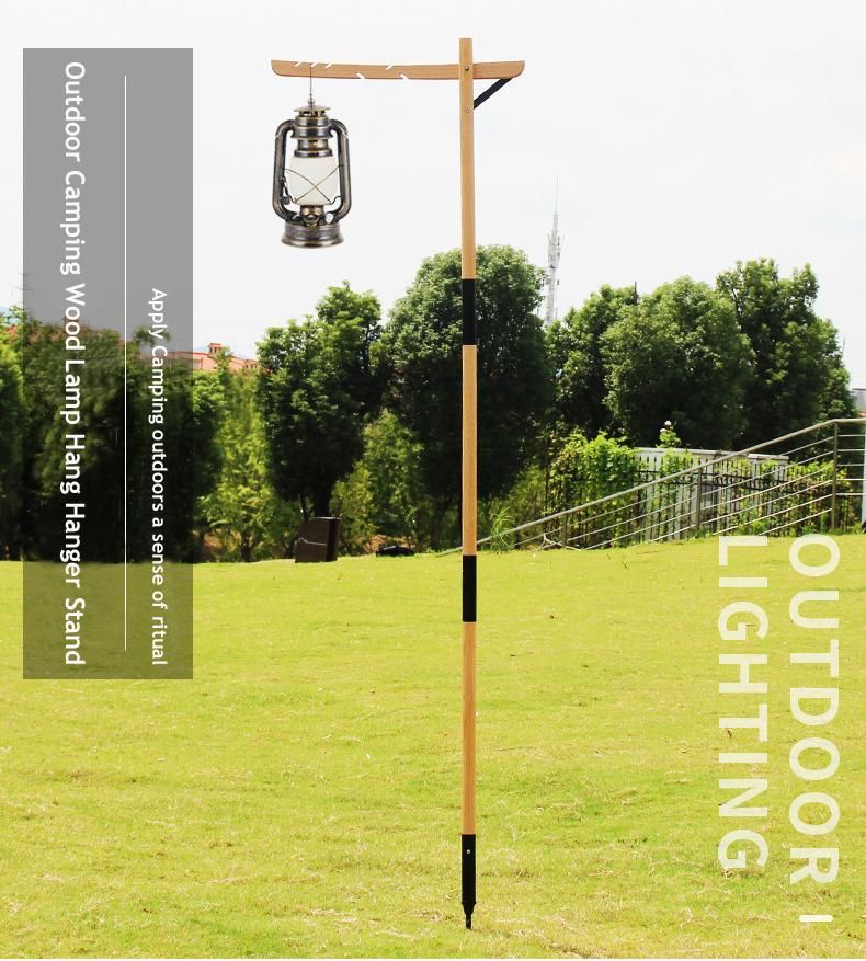 Outdoor Furniture Oak Portable Camping for Hanging Lights Wood Lamp Hang Hanger Stand
