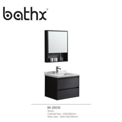 Modern Style Optional Size Wooden Bathroom Cabinet Wall-Mounted Mirrored Capacious Storage Space Vanity Cabinet with Basin