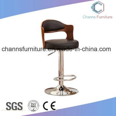 Modern Wooden Back Fabric Surface Metal Bar Chair