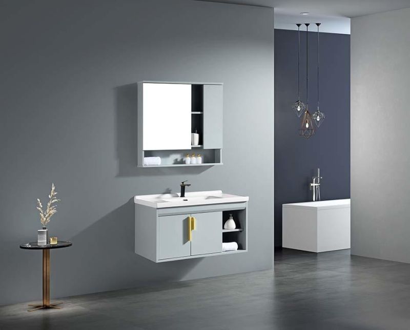 New Design Nordic Bathroom Cabinet Set Aluminum Bathroom Vanity Cabinet with Wash Basin Combo & Mirror
