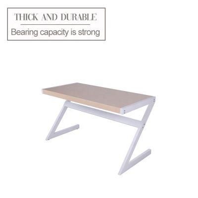 Writing Desk with Sleek Curved Metal Frame for Home or Office, White