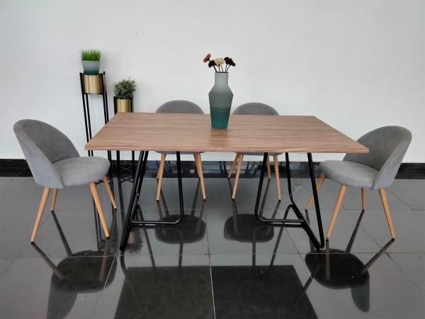 MDF Wooden Top Rectangle Stable Dining Table for Kitchen Restaurant